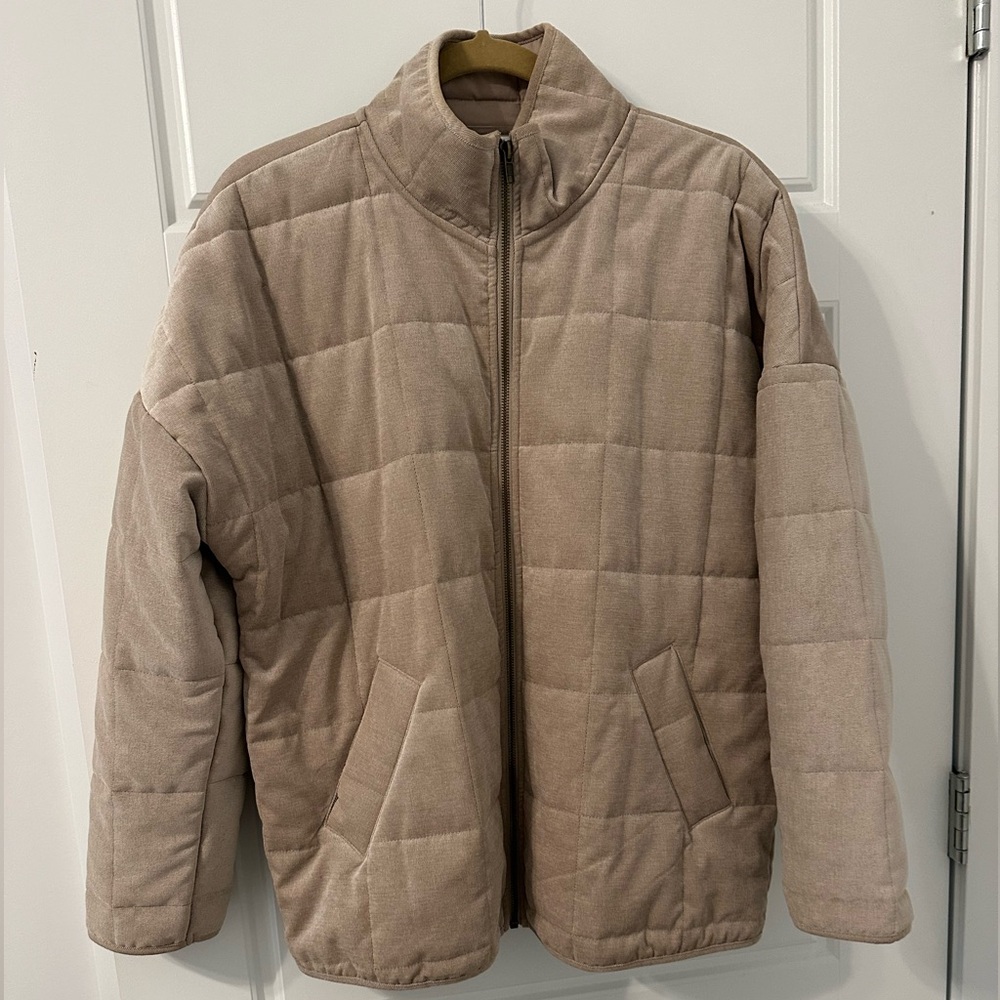 New Directions beige tan quilted dolman bomber jacket size medium